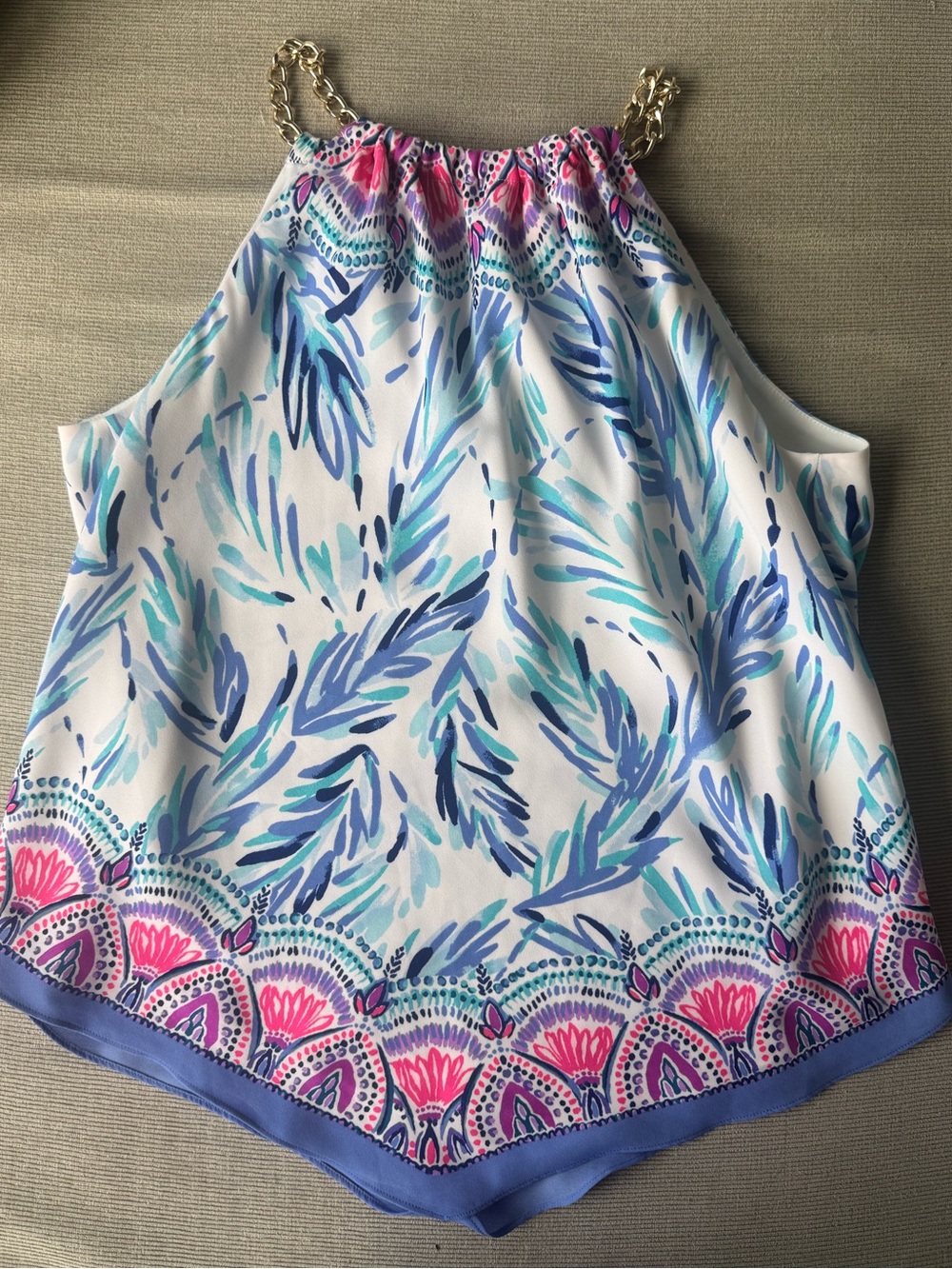 Lilly Pulitzer Multicolor Top with Gold Chain Straps